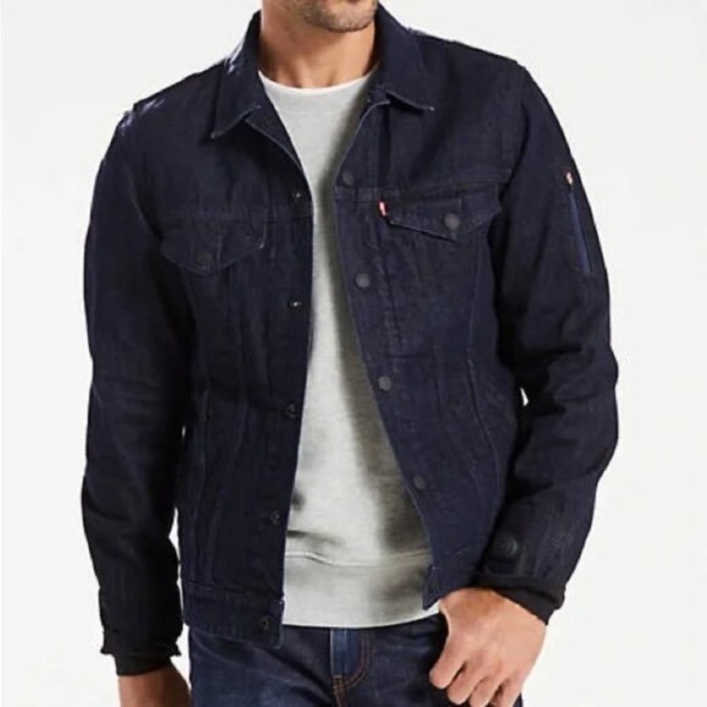 NWT Levi's Commuter Denim Trucker Jacket with Jacquard by‎ Google Size Small